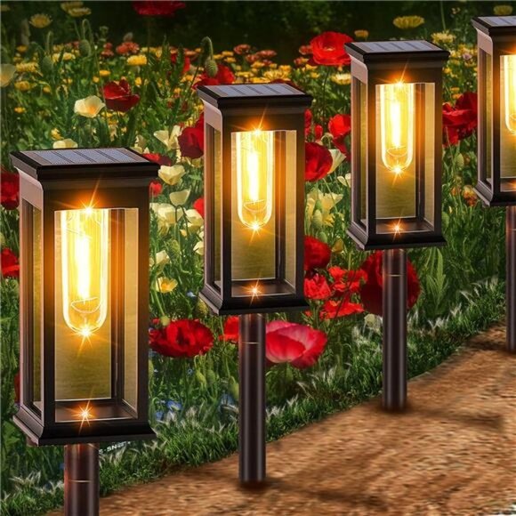 Solar Pathway Lights Outdoor, 6 Pack Solar Lights Outdoor Waterproof